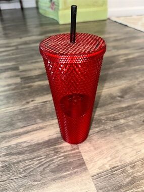 Starbucks NC State Wolfpack Red Jeweled Studded Cold Cup Tumbler Straw 2024